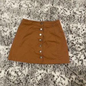 Button Down Camel Mini Skirt
